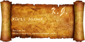Kürti József névjegykártya